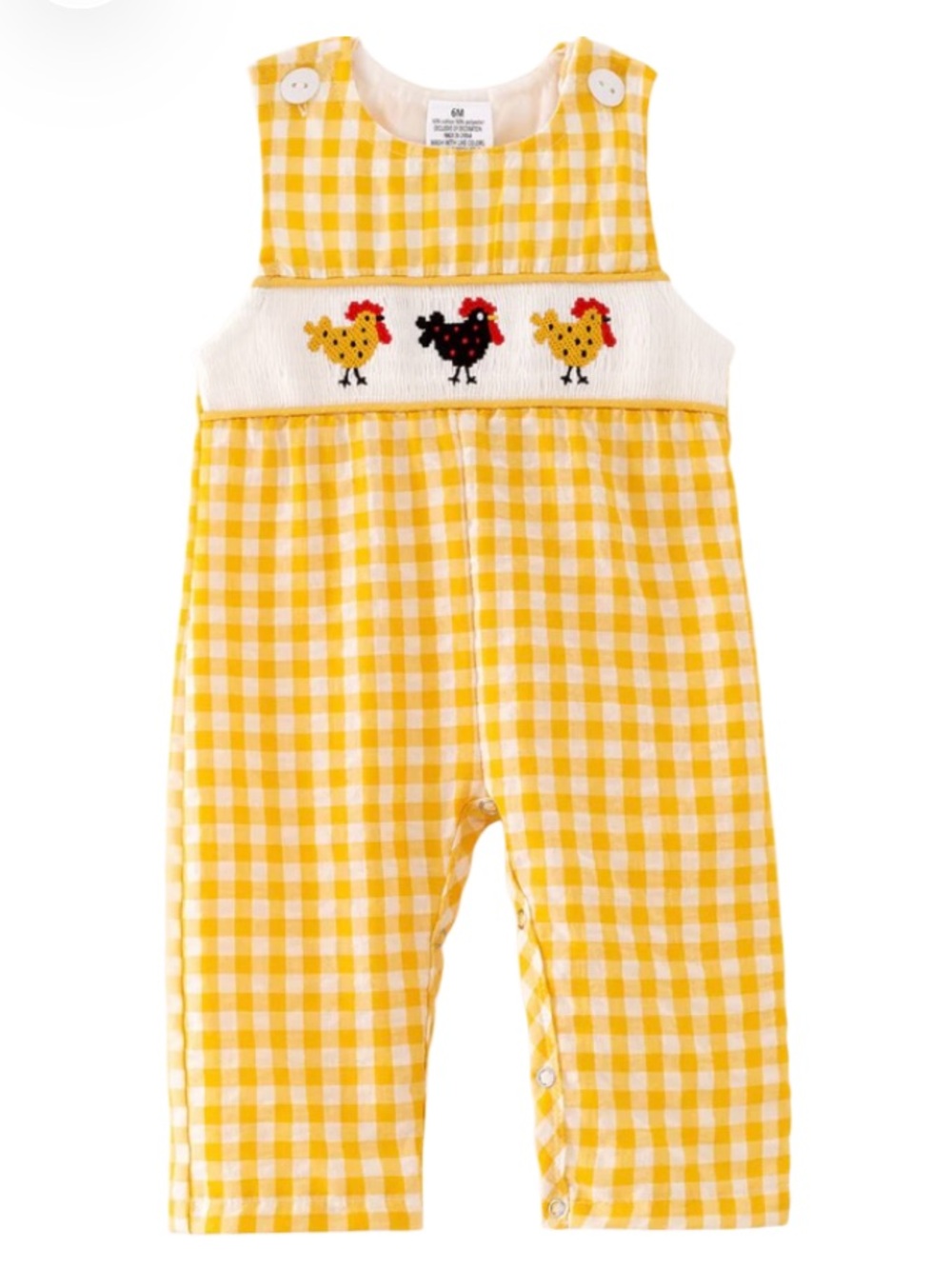 Rylee Faith Chicken Plaid Woven Smocking Embroidered Romper NEW size 12 mths